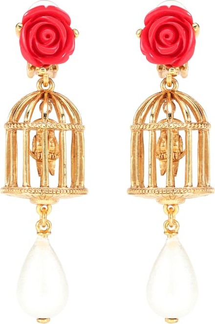 Oscar De La Renta Birdcage clip-on earrings