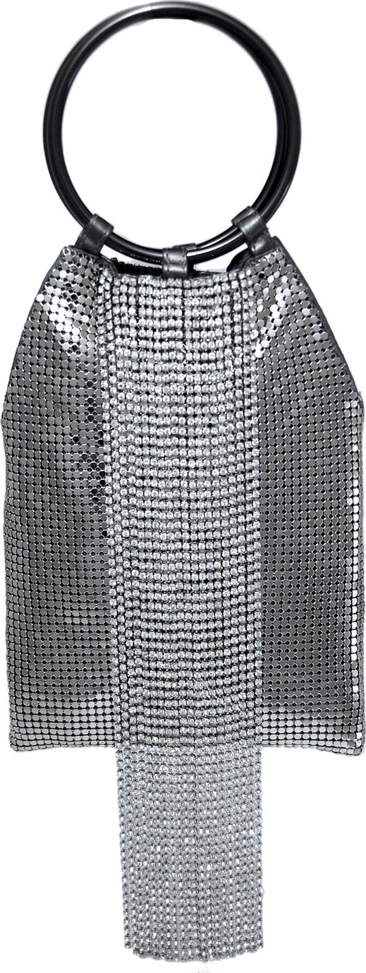 Whiting & Davis Crystal Cascade Fringe Clutch Bag