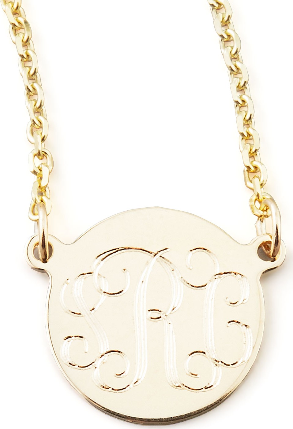 Sarah Chloe Cara Monogrammed 14k Gold Necklace, 3/8"