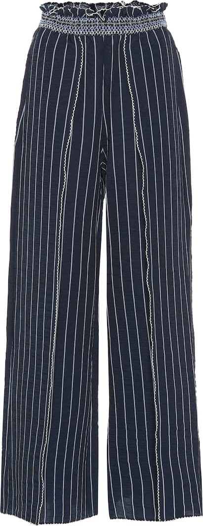 Jonathan Simkhai Striped slit-front wide-leg pants