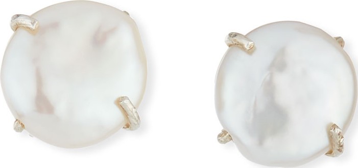Margo Morrison Round Coin Pearl Clip-On Earrings