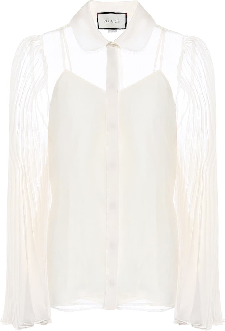 Gucci Pleated silk-blend organdy shirt