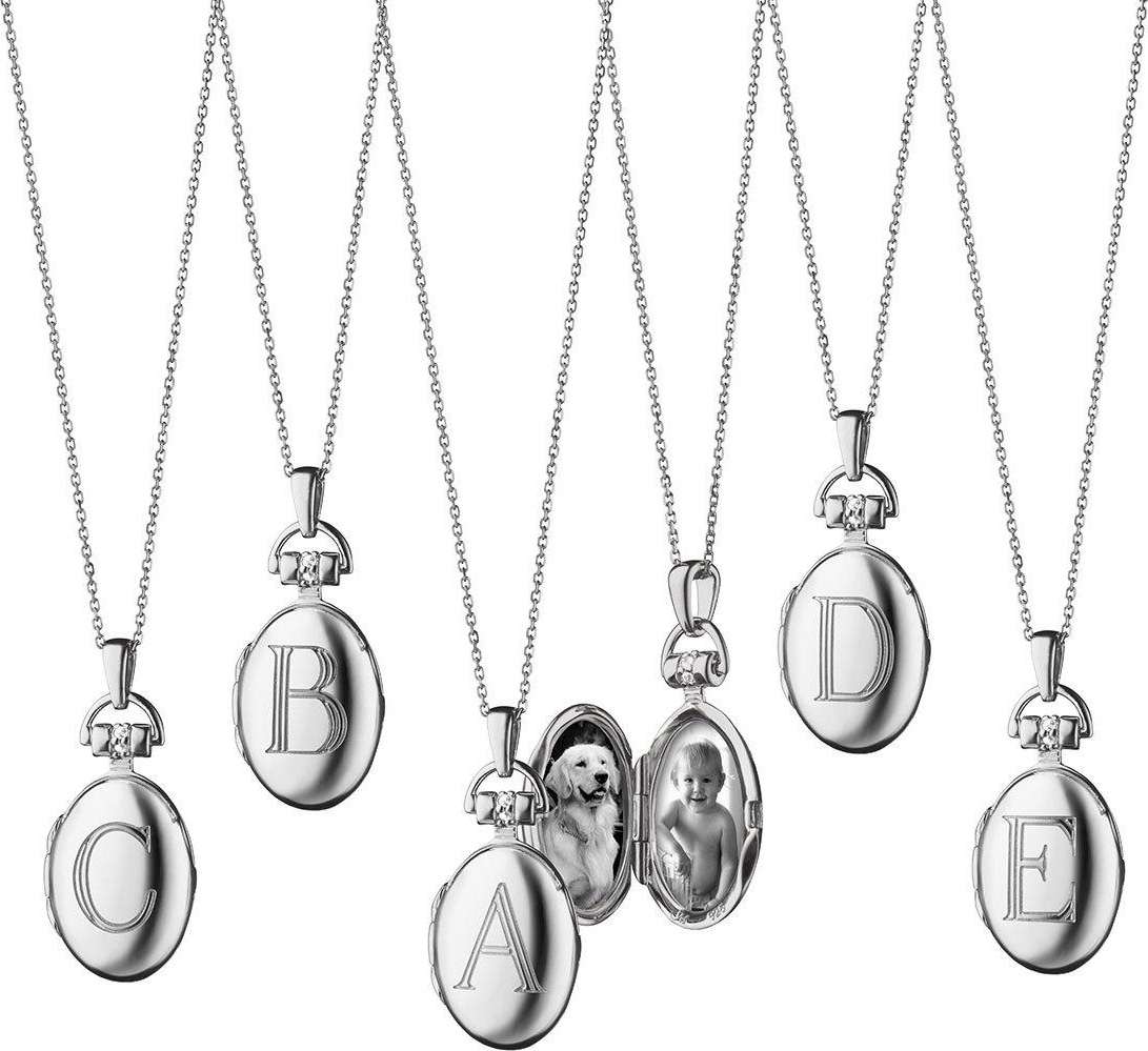 Monica Rich Kosann Petite Sterling Silver Initial Locket Necklace