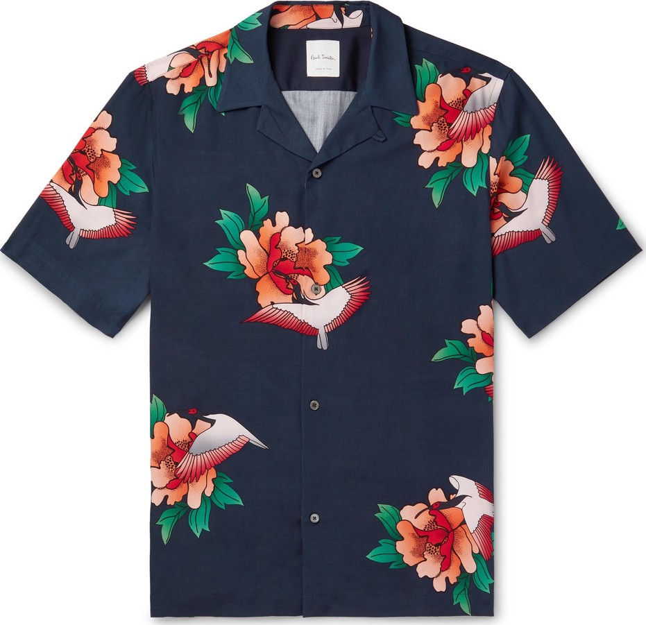 Paul Smith Camp-Collar Floral-Print Tencel and Linen-Blend Shirt