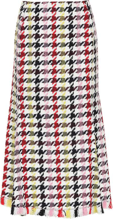 Oscar De La Renta Houndstooth wool-blend skirt