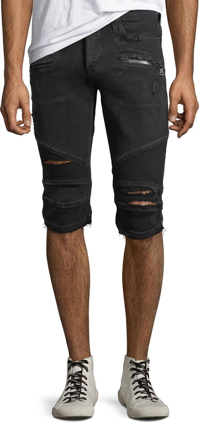 Hudson Men's The Blinder Distressed Biker Denim Shorts