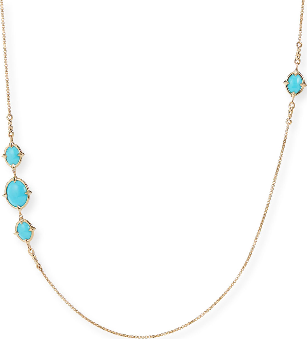 David Yurman 18k Gold Chatelaine Turquoise Station Necklace