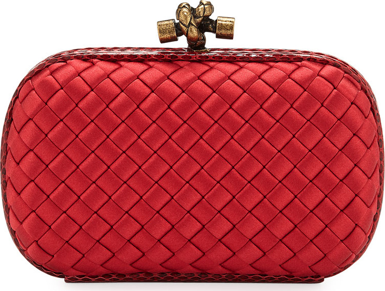 Bottega Veneta Small Intrecciato Impero Satin Knot Minaudiere Clutch Bag