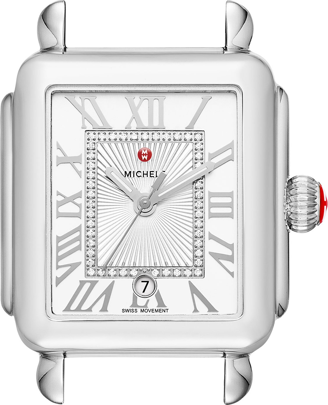 MICHELE Deco Madison Stainless Steel Watch Head with Diamonds