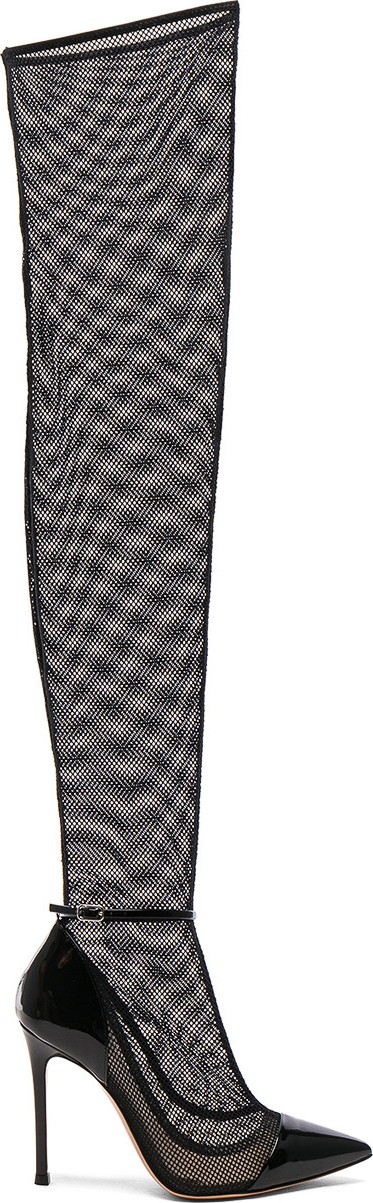 Gianvito Rossi Patent & Mesh Idol Thigh High Boots