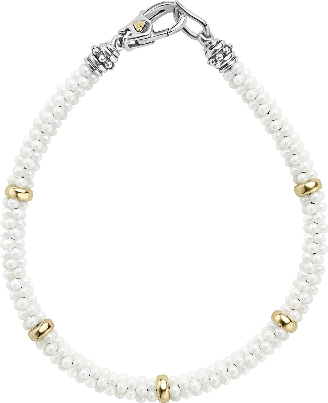 LAGOS 5mm 18K White Gold & Ceramic Caviar Bracelet