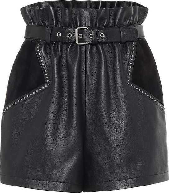 Saint Laurent High-rise leather and suede shorts
