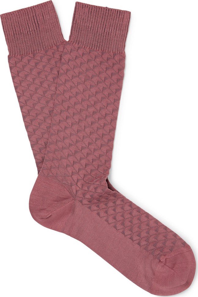 Ermenegildo Zegna Textured Stretch Cotton-Blend Jacquard Socks