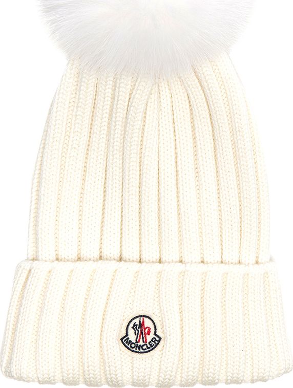 Moncler Berretto Beanie With Fox Fur Pom