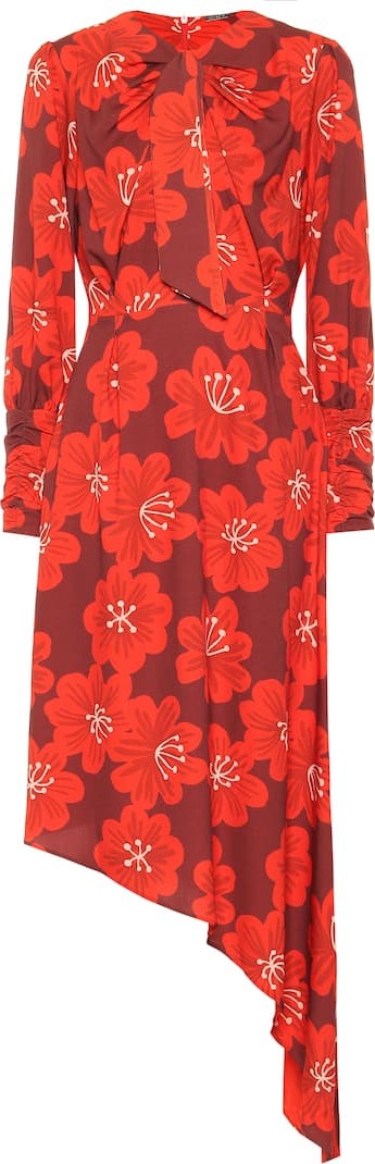 DODO BAR OR Asymmetric floral midi dress