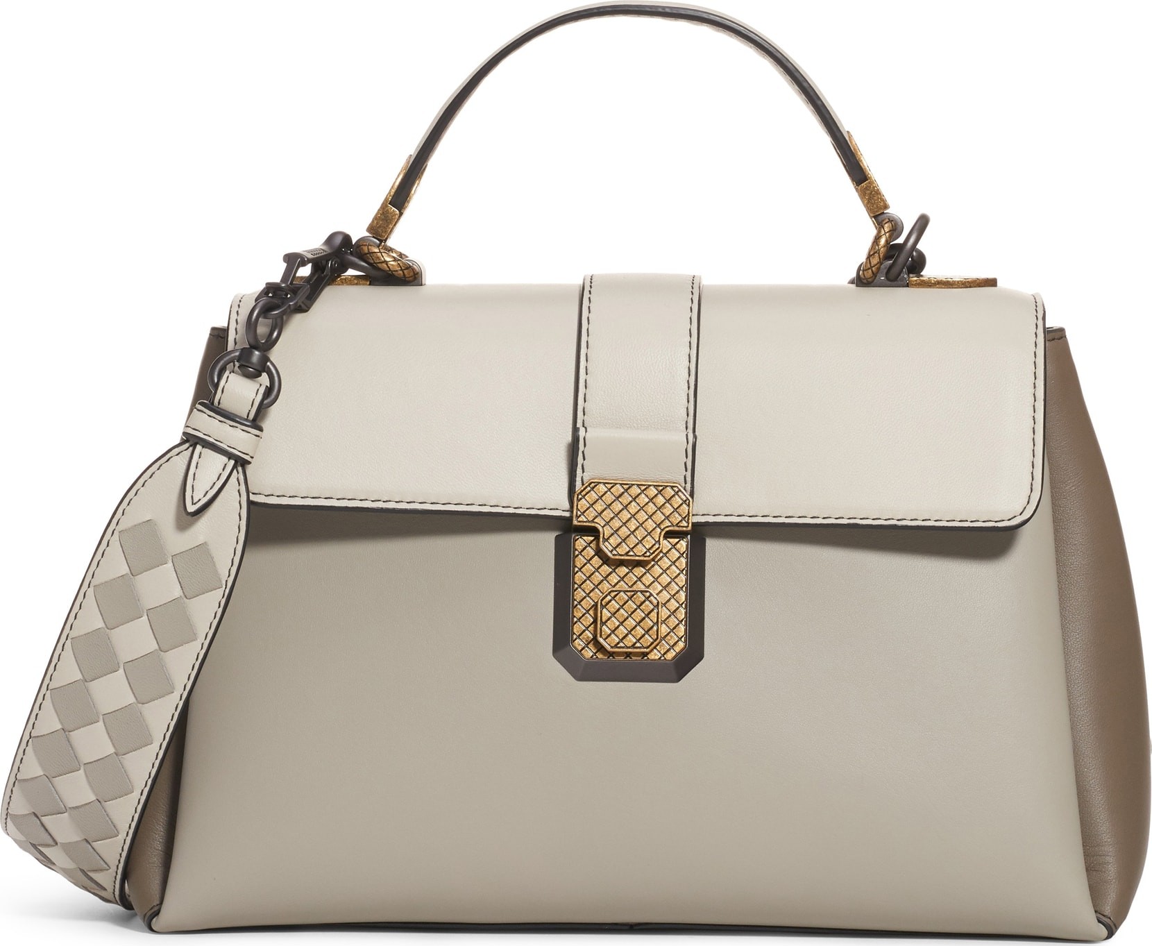 Bottega Veneta Small Piazza Bicolor Leather Handbag