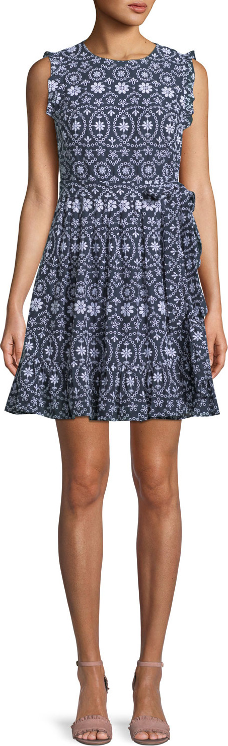 Kate Spade New York sleeveless eyelet wrap mini dress