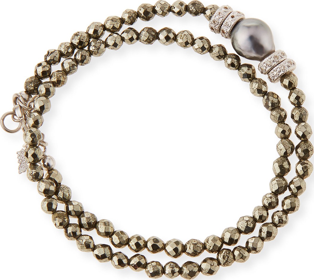 Armenta New World Tahitian Pearl & Diamond Wrap Bracelet