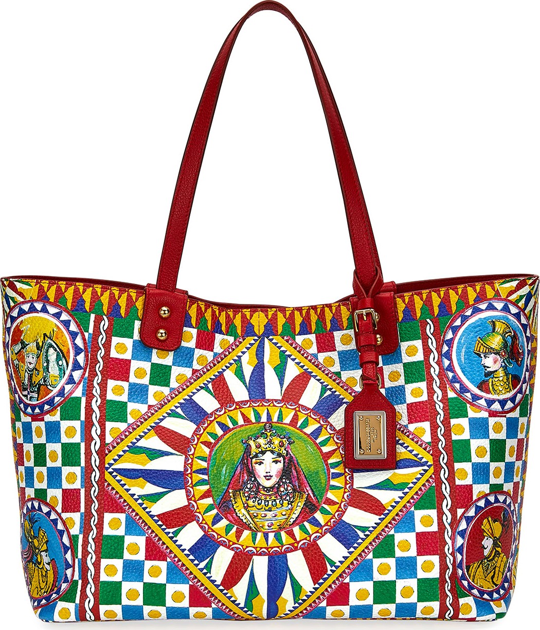 Dolce & Gabbana Beatrice Printed Leather Tote Bag