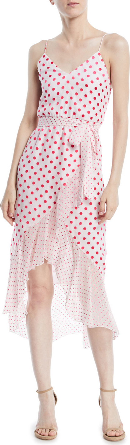 Alice + Olivia Mable Faux-Wrap Polka-Dot Midi Dress