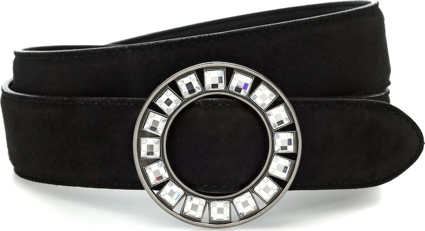 Saint Laurent Crystal-encrusted suede belt