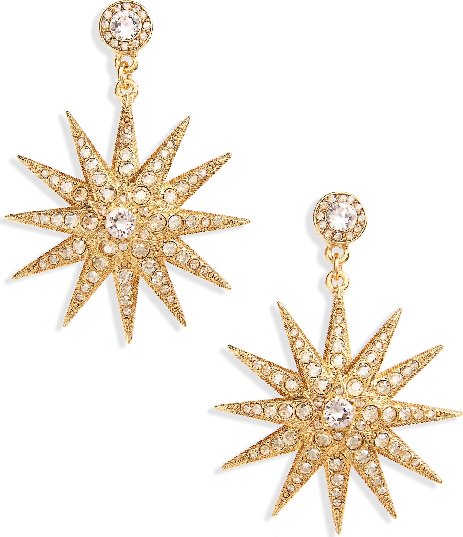 Oscar De La Renta Moon Swarovski Crystal Drop Earrings