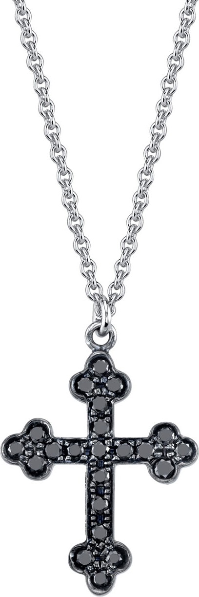 Cynthia Bach 18k White Gold Black Diamond Cross Pendant Necklace