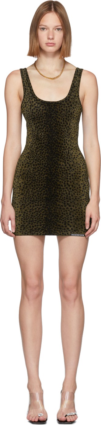 Alexander Wang Black Animal Print Mini Tank Dress