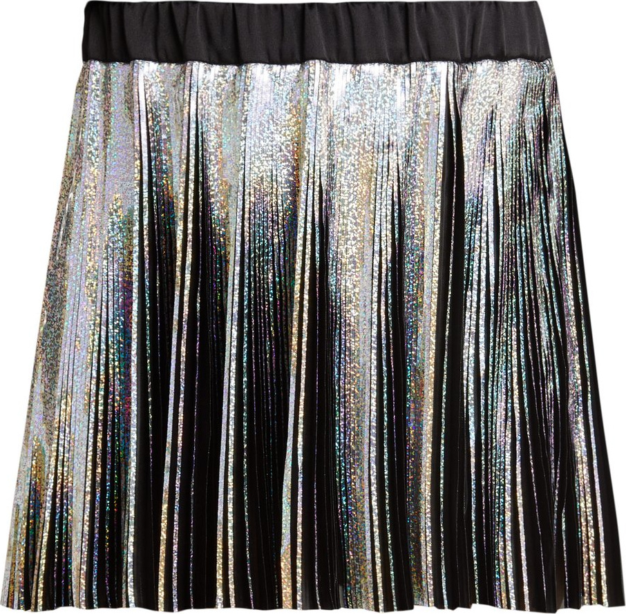 Balmain Holographic pleated voile mini skirt