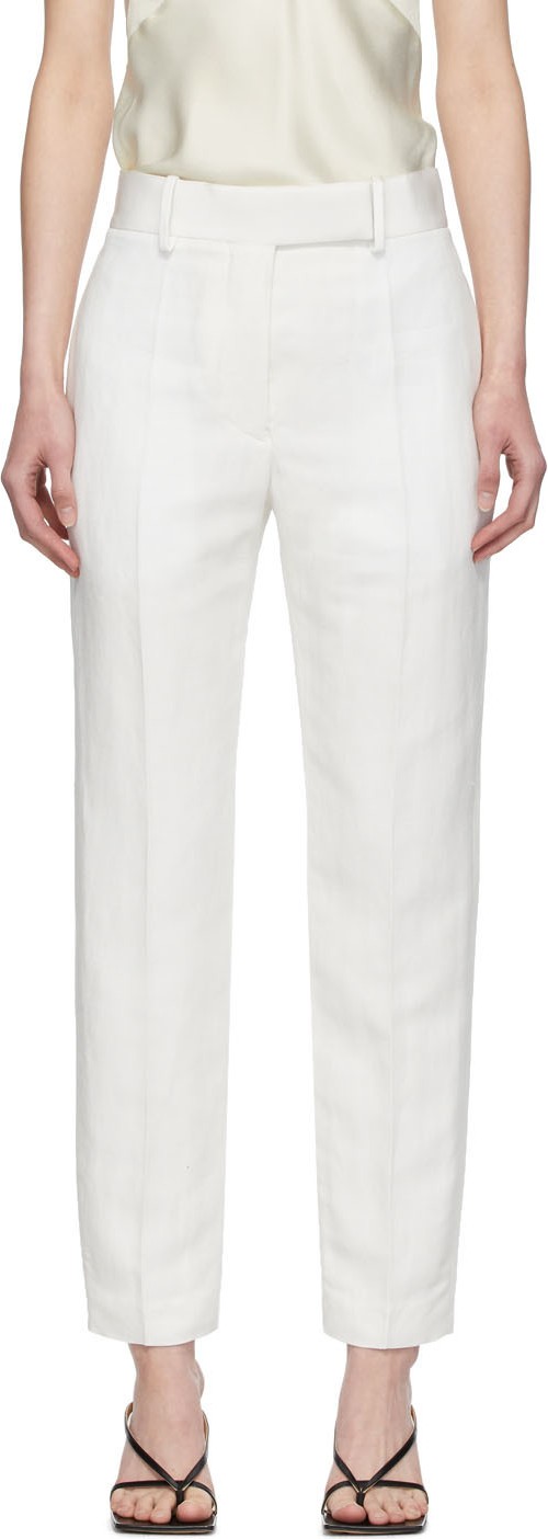 Haider Ackermann White Linen Classic Trousers