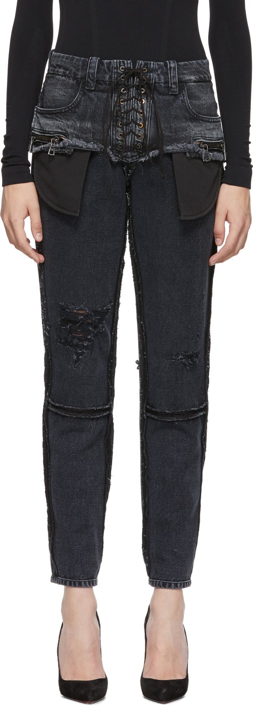 Unravel Black Double Layer Boysk Jeans