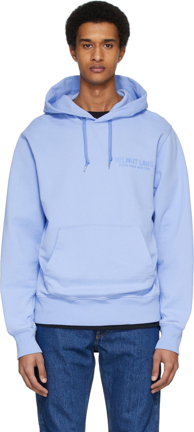 Helmut Lang Blue Standard Monogram Hoodie