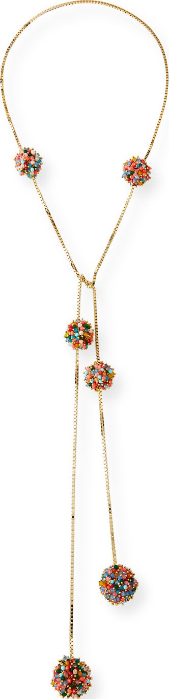 Rosantica Suono Multicolor Quartz Pompom Necklace