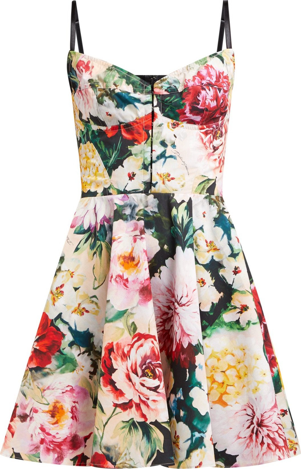 Dolce & Gabbana Floral-print cotton-blend bustier dress