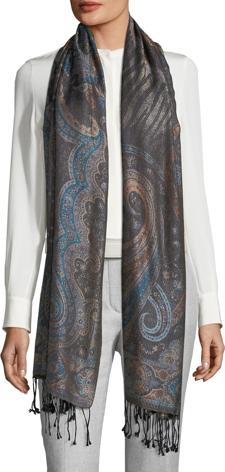 Sabira Xenia Paisley-Print Silk Shawl