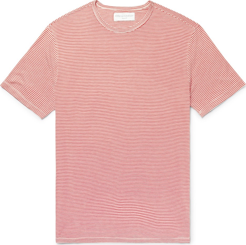 Officine Générale Slim-Fit Striped Cotton-Jersey T-Shirt