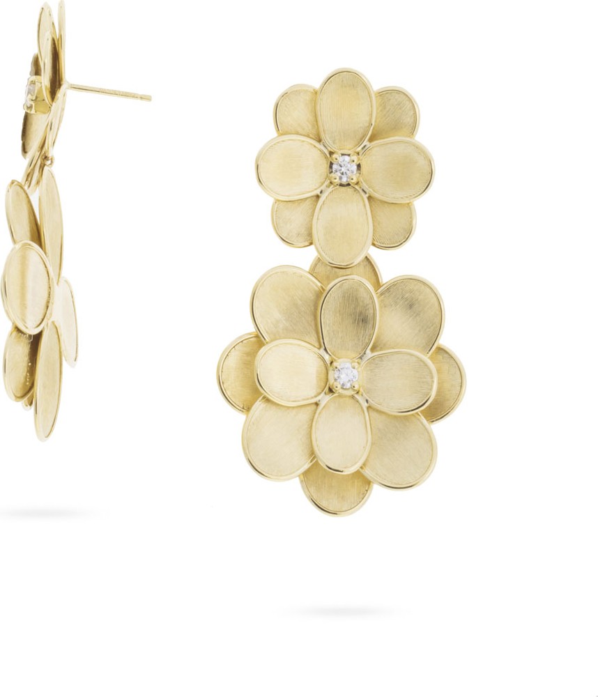 Marco Bicego 18k Petali Drop Earrings w/ Diamonds
