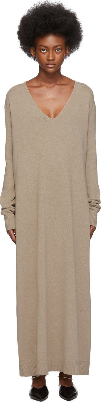Jil Sander Beige Cashmere Sweater Dress