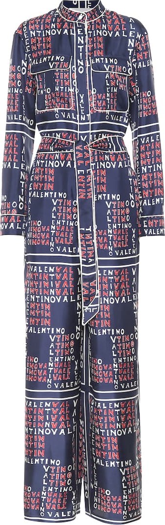 Valentino Printed silk twill jumpsuit