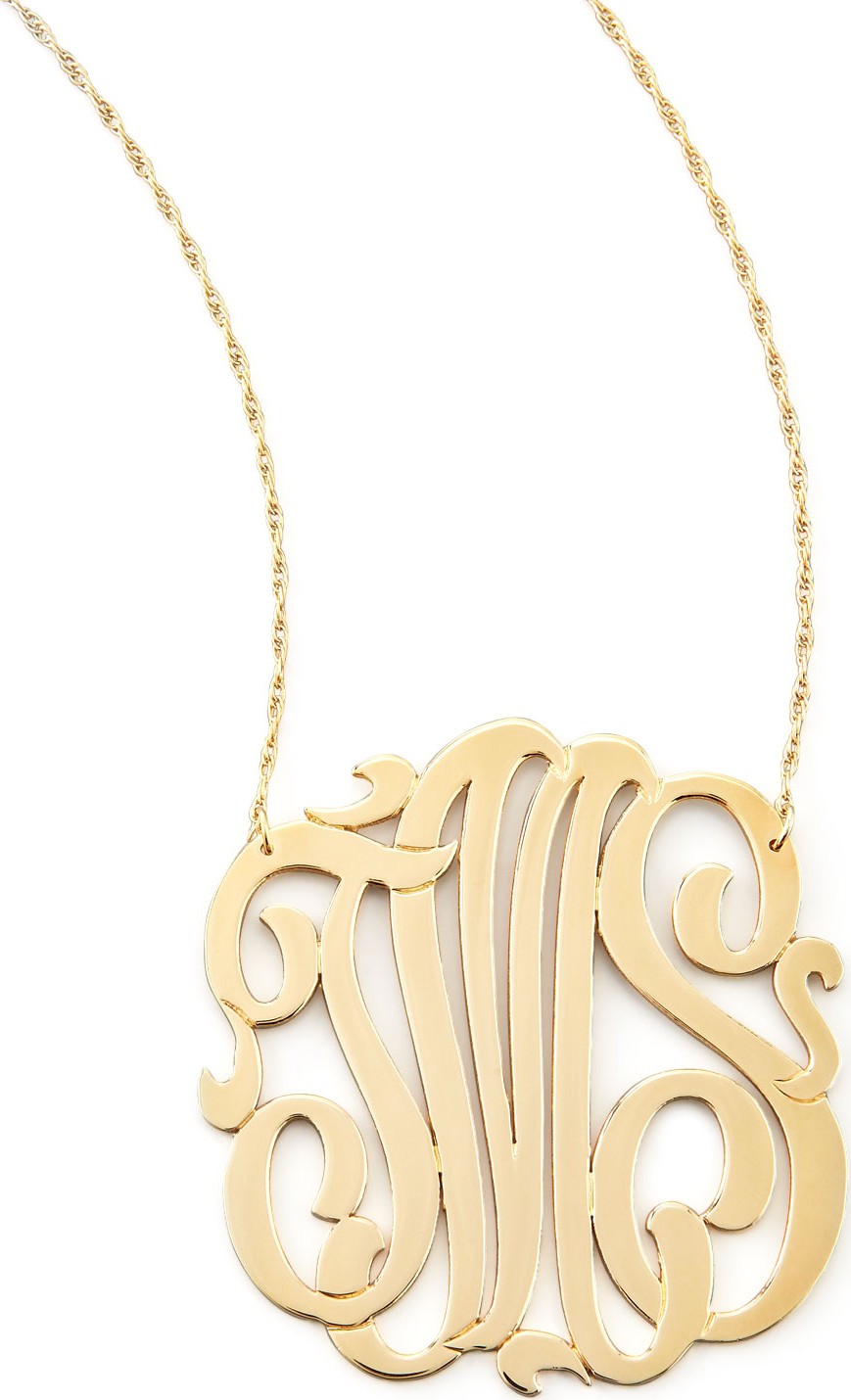 Jennifer Zeuner Jewelry Three-Initial Pendant Necklace