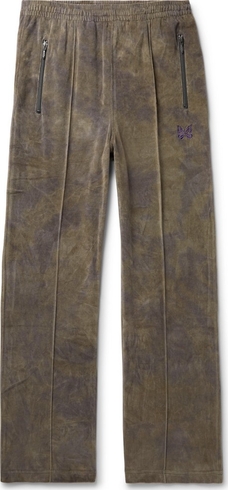 Needles Logo-Embroidered Tie-Dyed Cotton-Blend Velour Trackpants