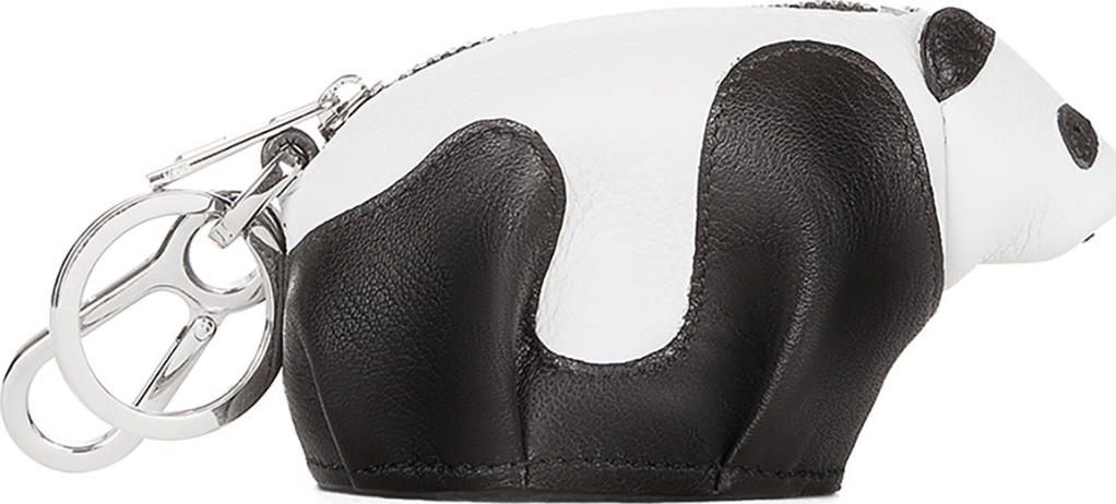 LOEWE Leather Panda Key Chain, Black/White