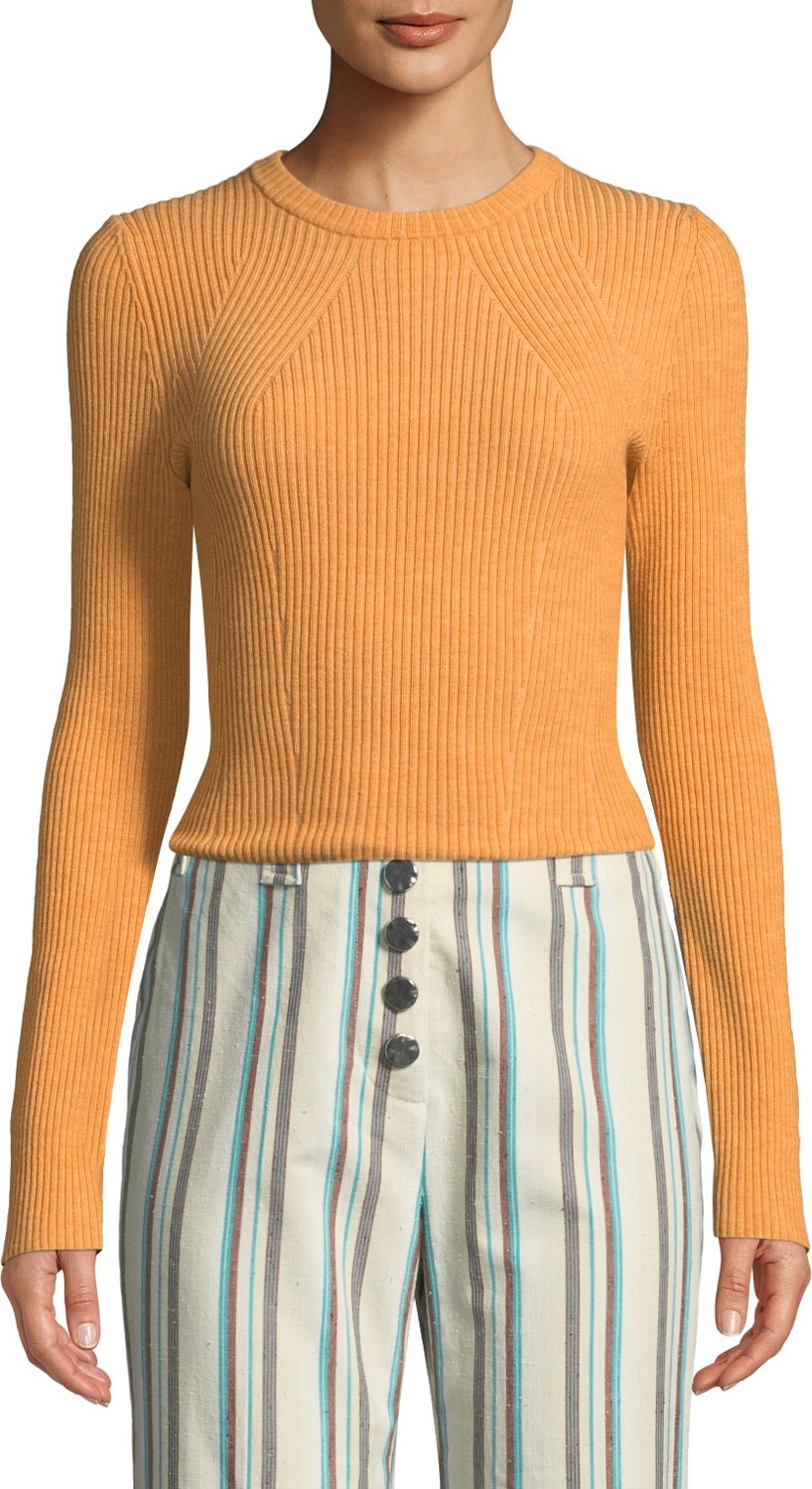 3.1 Phillip Lim Stretch-Wool Ribbed Pullover Sweater