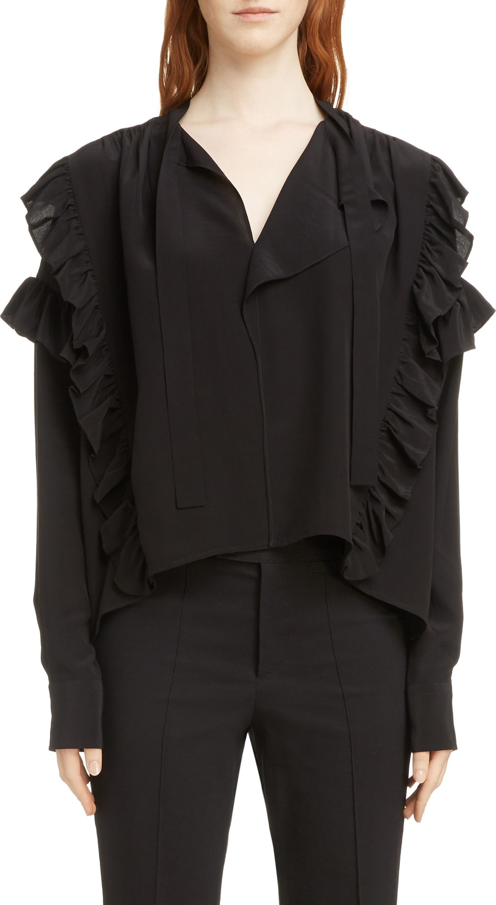 Isabel Marant Libel Ruffle Trim Silk Blouse