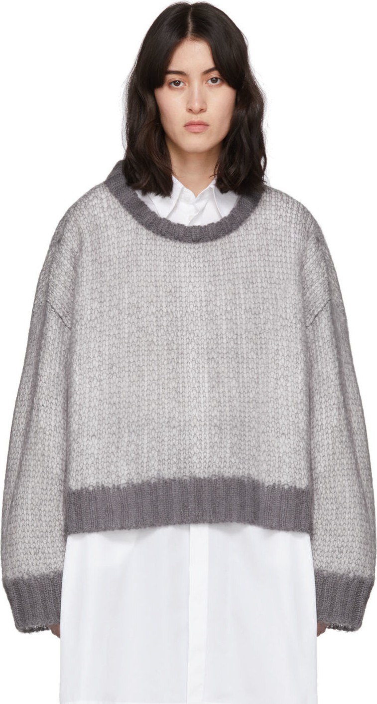 Maison Margiela Grey & White Crewneck Sweater