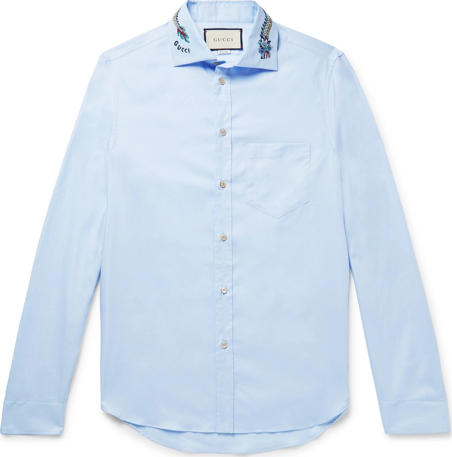 Gucci Logo-Embroidered Cotton Oxford Shirt