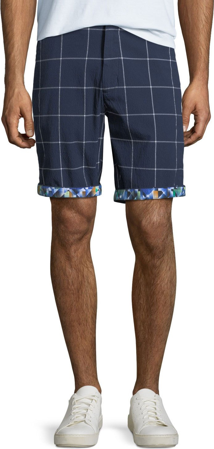 Robert Graham Men's Bounties Windowpane Seersucker Shorts