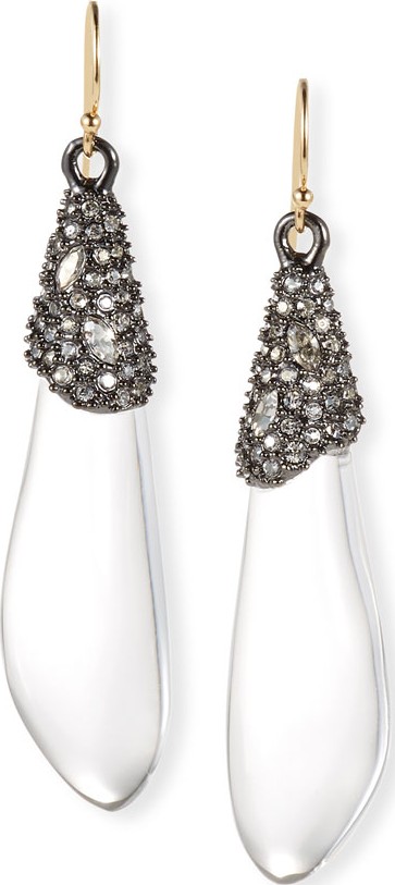 Alexis Bittar Crystal Encrusted Capped Wire Earrings, Clear
