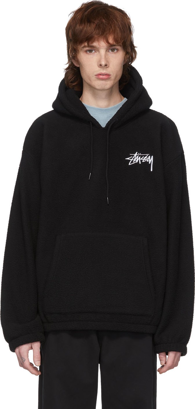 Stussy Black Bronson Polar Fleece Hoodie