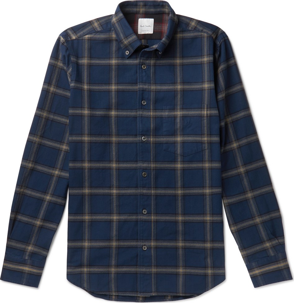 Paul Smith Button-Down Collar Checked Cotton-Flannel Shirt
